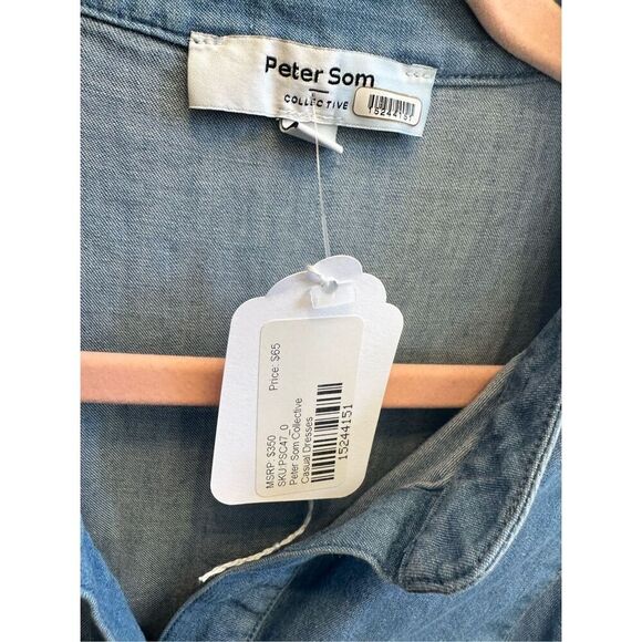 Peter Som Denim Chambray Tiered Dress Size 0 - Picture 6 of 8